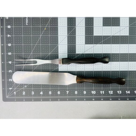 Cutco Cake Knife & Fork Set With Brown Handle - Picture 2 of 2